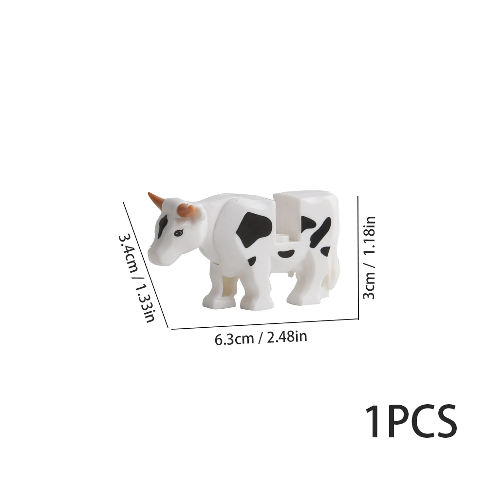 Color: Wood - 1pcs MOC Animal Cow Building Blocks Scene Buffalo Model Assembly Farm Pastoral Building Scene DIY Children's Toy Gift
