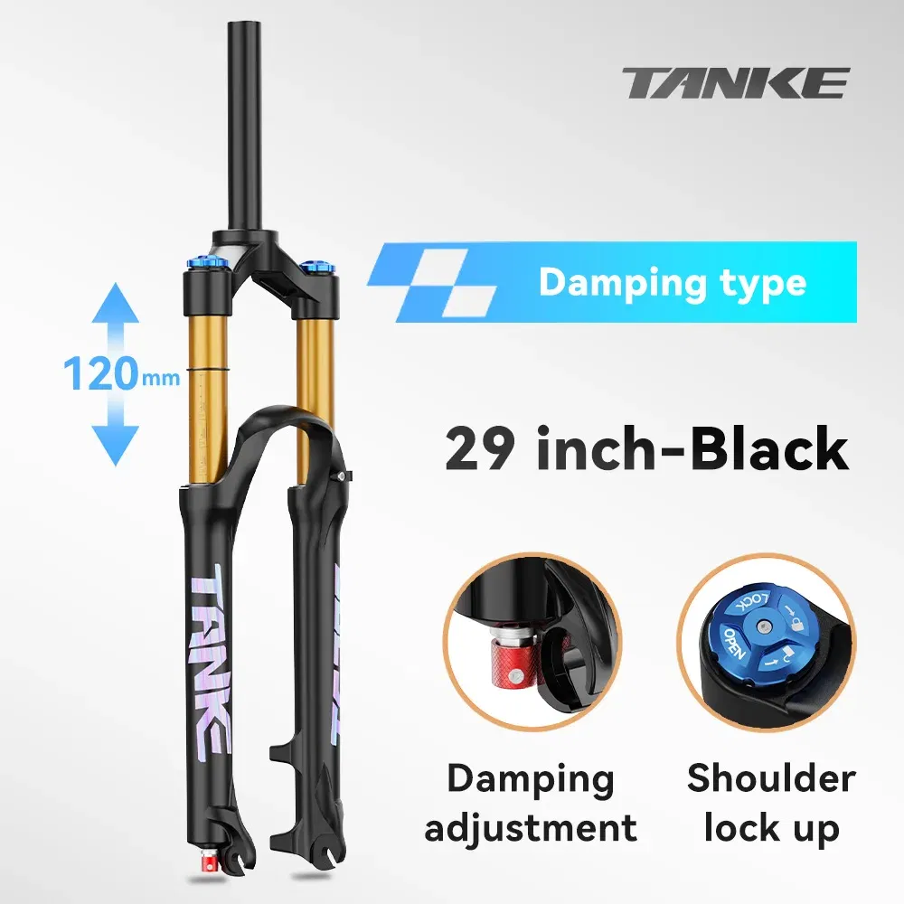 Color: WHITE - TANKE Bike Fork Rebound Adjustable MTB Air Front Suspension 26/27.5/29 Inch 120mm Travel Quick Release Fork Bicycle Accessories