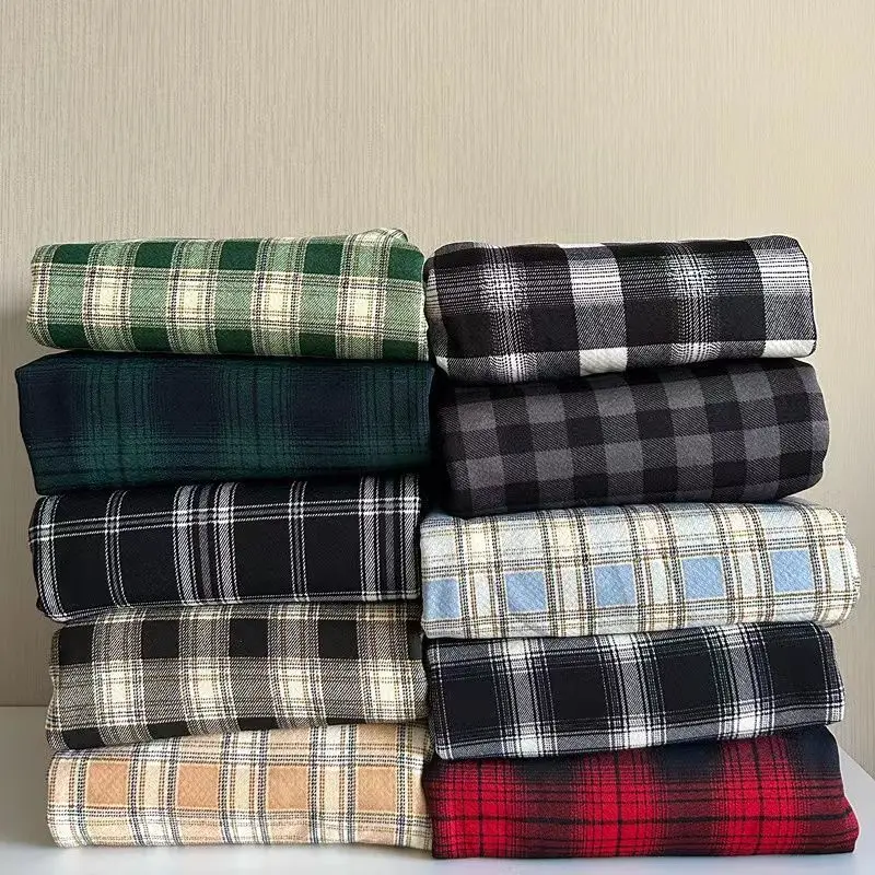 Color: army green, Size: L - Padded Thickened Wide Leg Pants Winter LambswoolPlaid Pants Female High Waist Casual Straight Pants