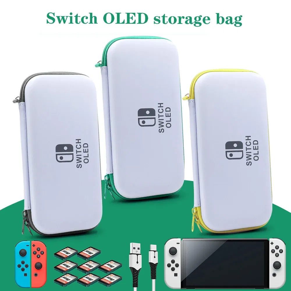 Color: WHITE - Case Kit For Nintend Switch OLED Console Carrying Case Protective Pouch Hard Shell Clear Cover For Switch Oled WIth Film Glass