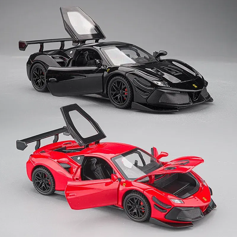 Color: WHITE - 1:32 Ferrari Laferrari SF90 P80C 488 Alloy Car Model Diecasts Metal Toy Vehicles Car Model Simulation Sound Light Collect gifts