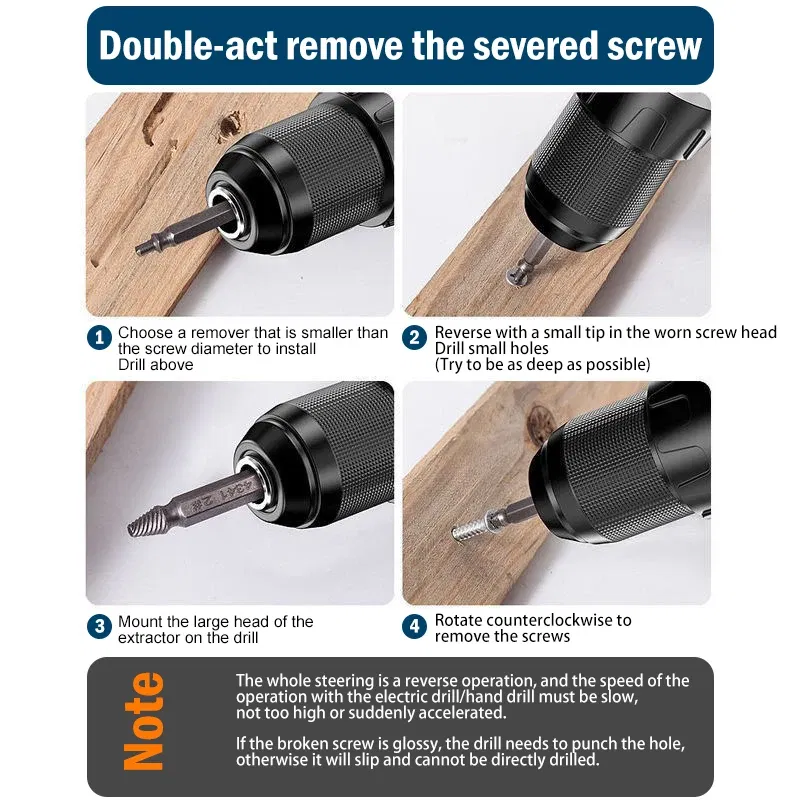 Color: Blue - Broken Double Head Screw Extractor Sliding Thread And Broken Wire Remover 4341 Hexagon Drill Set Broken Wire Extractor