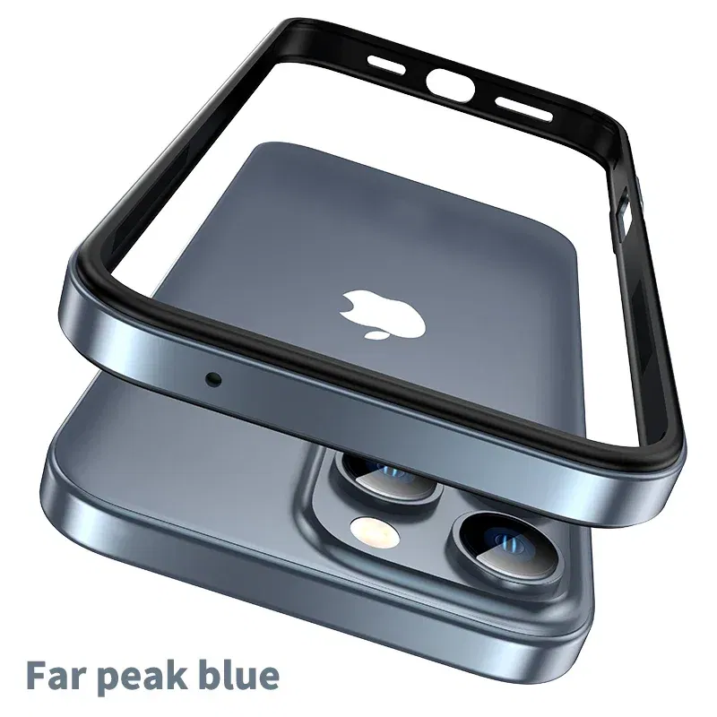 Color: Brown, Material: Neoprene - Titanium Metal Frame Bumper Shockproof Case for IPhone 16 15 Pro Max Plus 5G for Apple Solid Colour Protection Phone Cover
