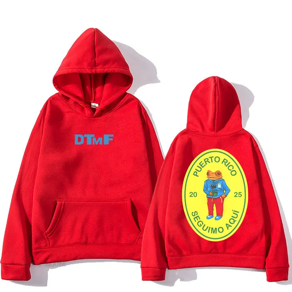 Color: Red, Size: XXXL - DTMF Deb? Tirar Más Fotos 2025 New Album Hoodies Bad Bunny Singer Printing Sweatshirts Men Women Clothing Sudaderas Hombre Male