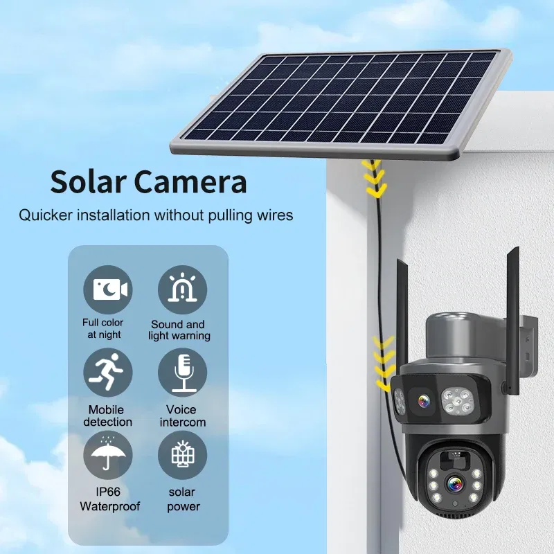 Color: Green - DIDSeth 4G PTZ IP Solar Camera 4G SIM Card CCTV Wireless WIFI Solar Outdoor Waterproof 360 IP Camera Pan Tilt Eseecould APP