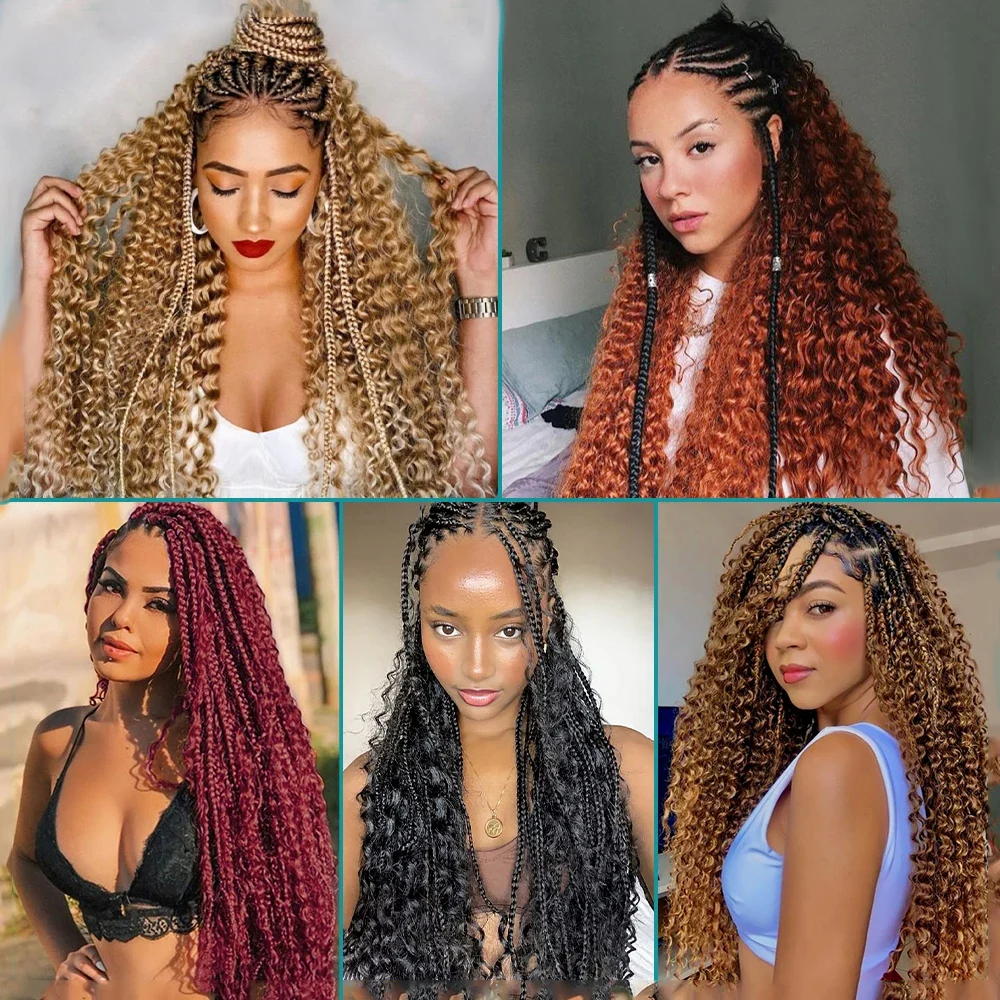 Color: NC/4HL, Material Grade: virgin hair, Longest Hair Proportion: 30%-55%, Stretched Length: 22INCHES, Bulk Buy: 6pcs/lot - NABI Deep Wave Boho Braiding Hair Bulk 16inches No Weft Human Hair Extension Curly Hair Bundles for Boho Braids