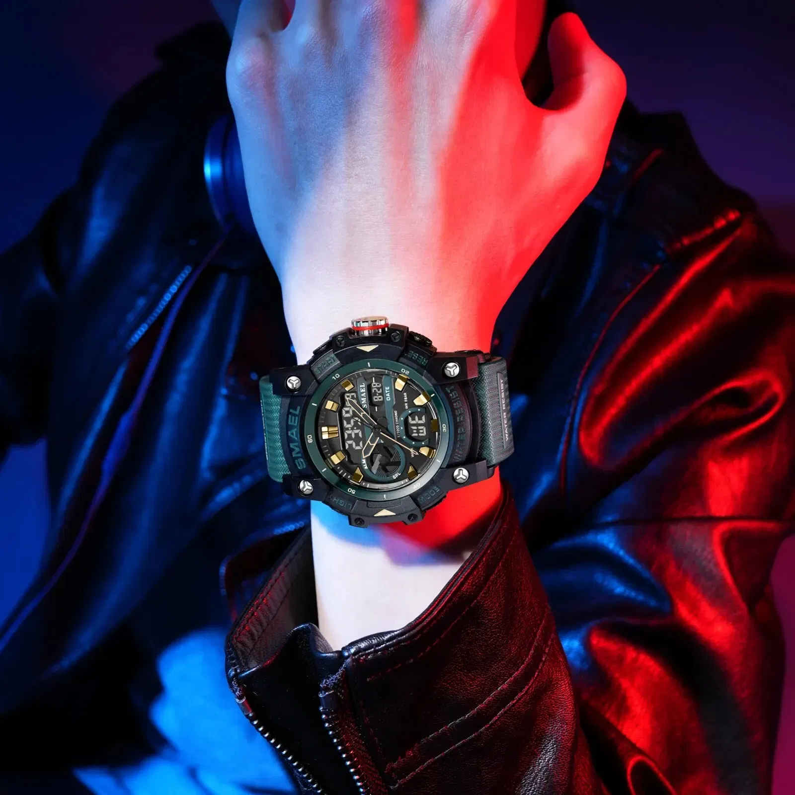 Color: Black - SMAEL Sport Watches Waterproof Digital LED Display Analog Alarm Clock 8086 Young Fashion Quartz Wristwatches
