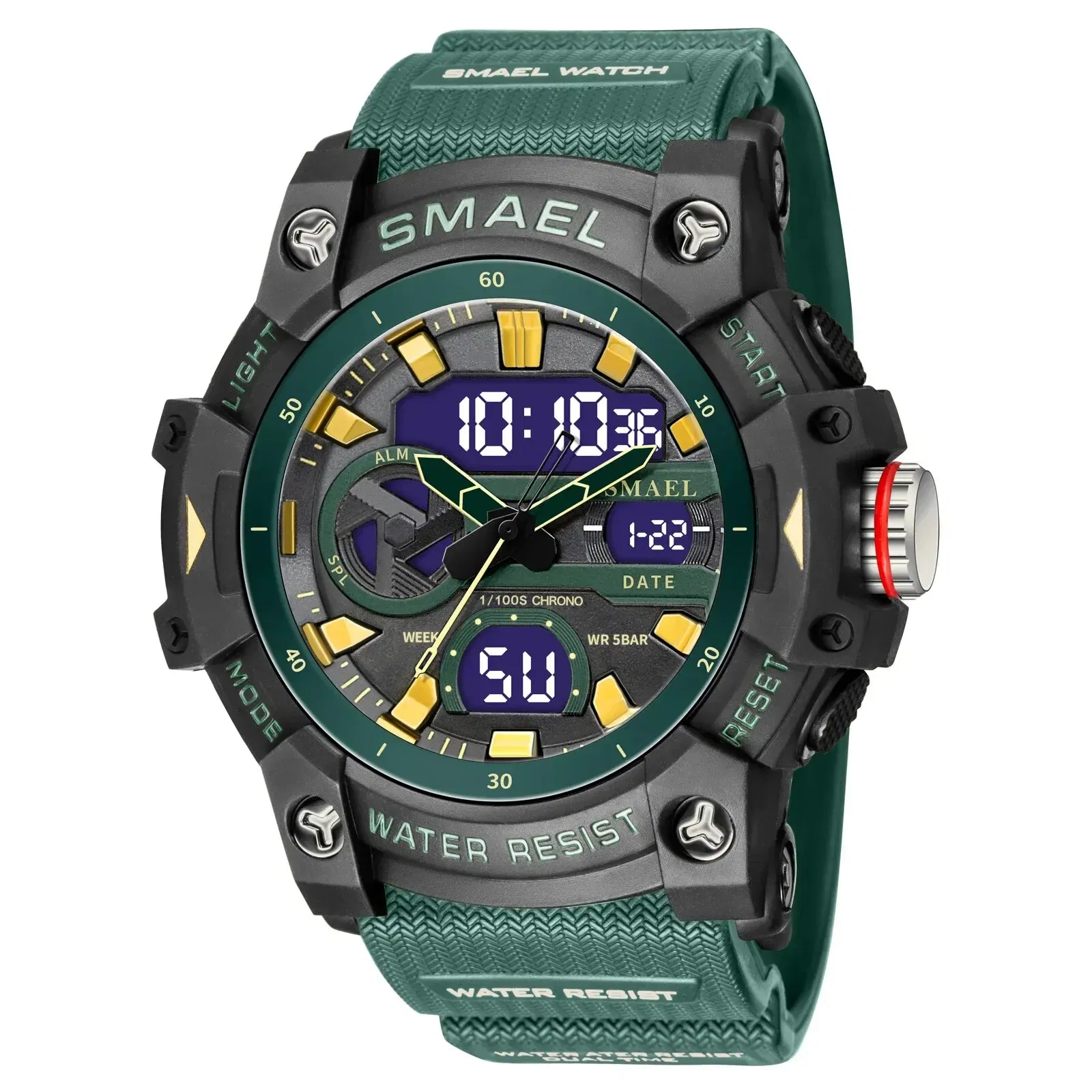 Color: Black - SMAEL Sport Watches Waterproof Digital LED Display Analog Alarm Clock 8086 Young Fashion Quartz Wristwatches