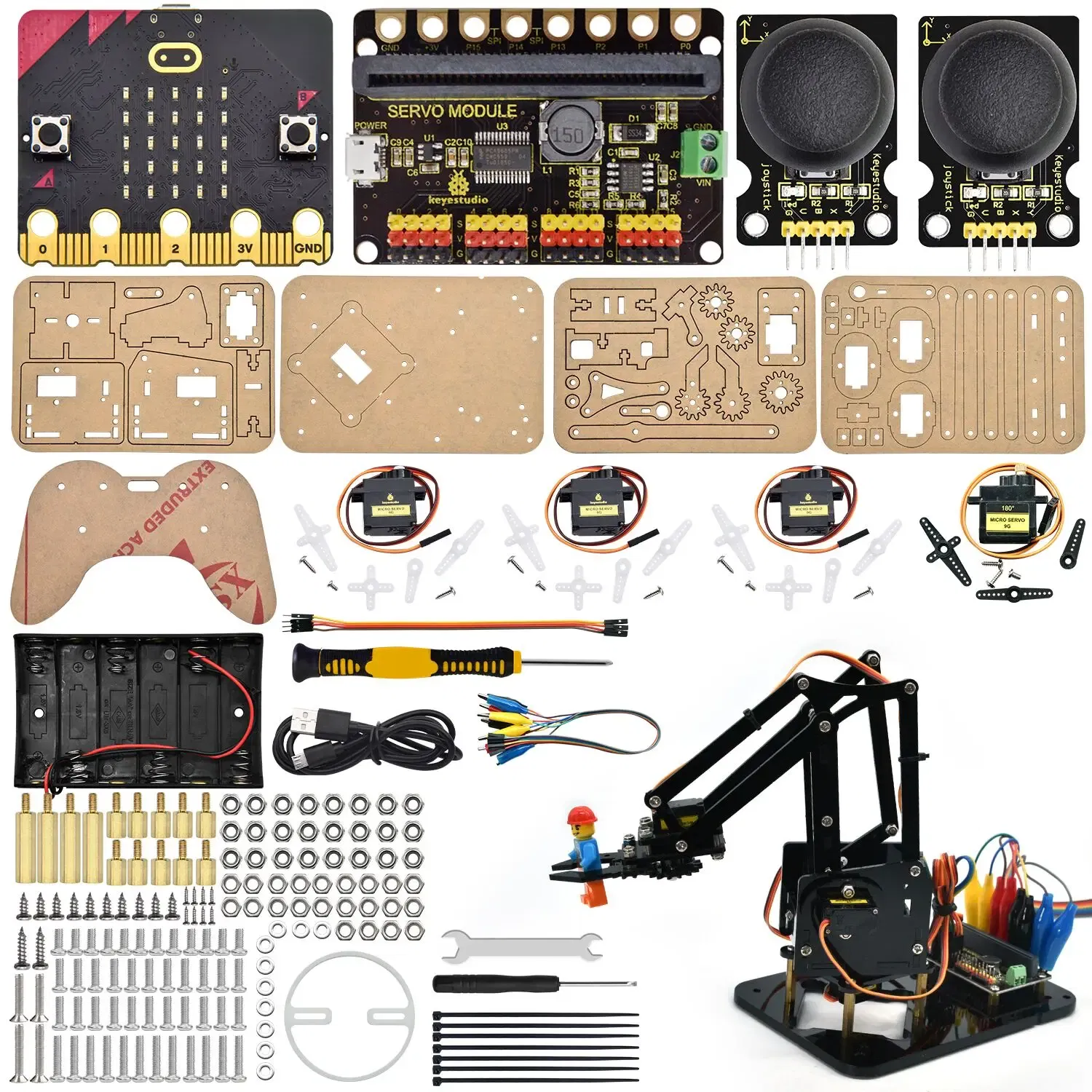 Color: Green Jade - Keyestudio Robot Arm Microbit Learning Kit With Microbit Board For BBC Micro:Bit Programming Learning Kit
