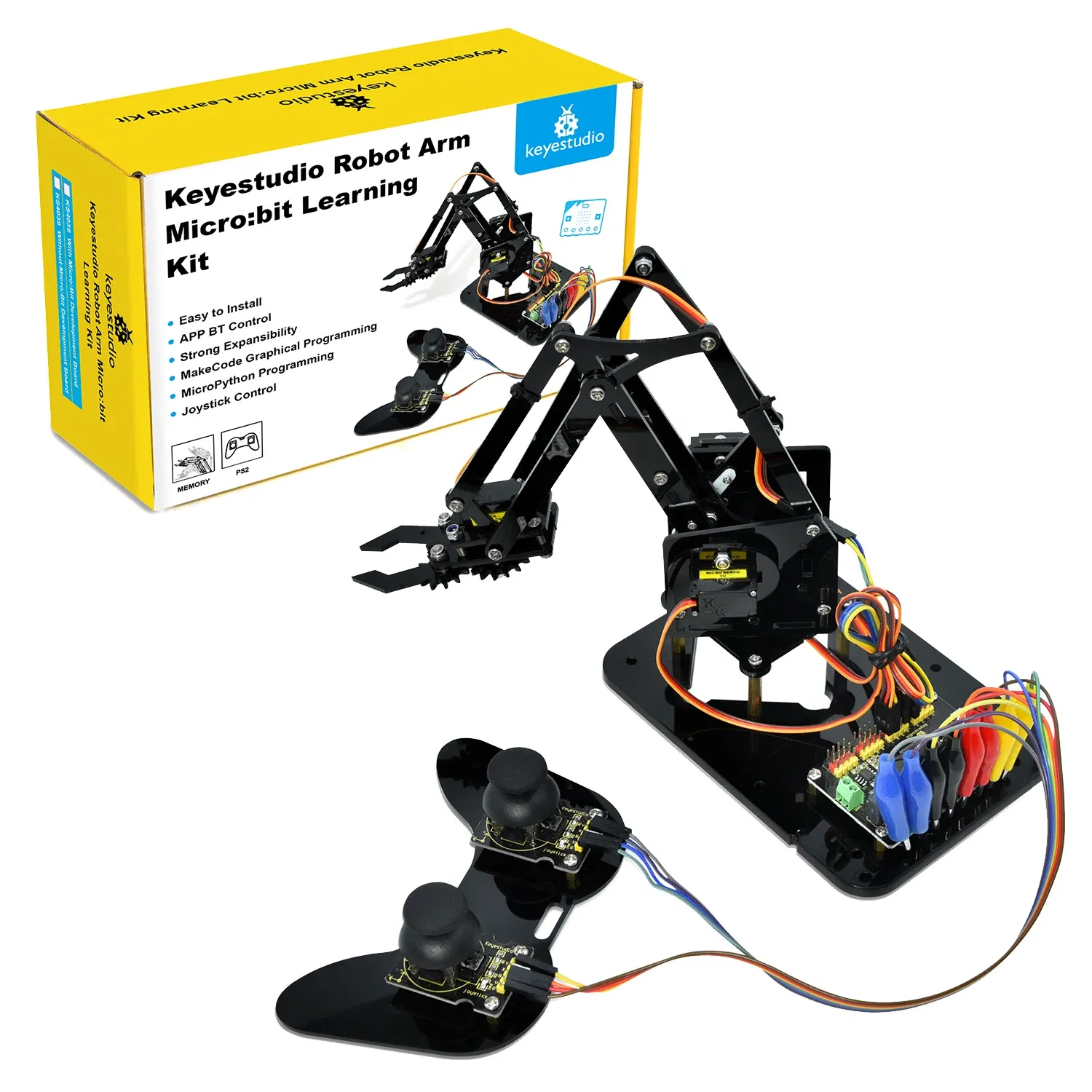 Color: Green Jade - Keyestudio Robot Arm Microbit Learning Kit With Microbit Board For BBC Micro:Bit Programming Learning Kit