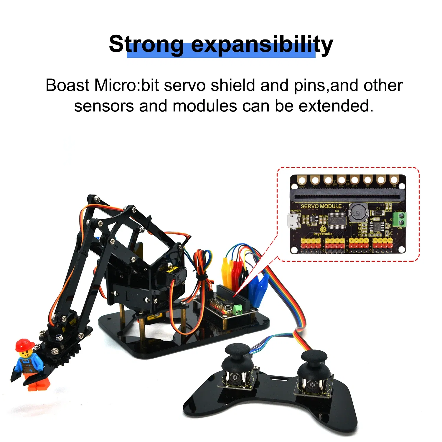 Color: Green Jade - Keyestudio Robot Arm Microbit Learning Kit With Microbit Board For BBC Micro:Bit Programming Learning Kit