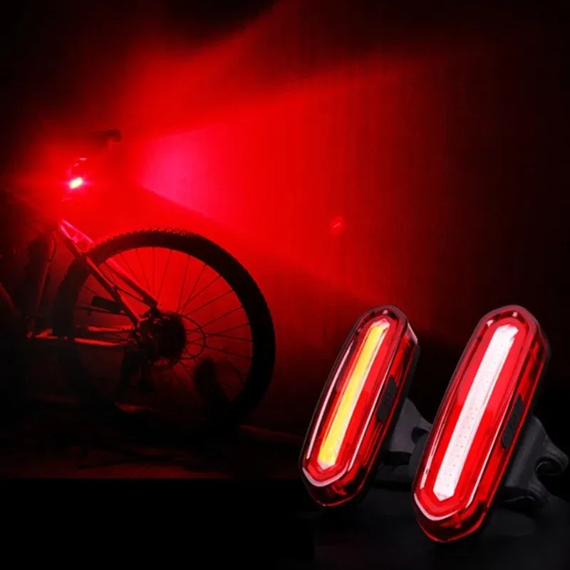 Color: Red - Cycling Tail Light Outdoor Highlight USB Charging Mountain Led Warning Bike Lights Tail Lamp Rear Light Bicycle Accessories