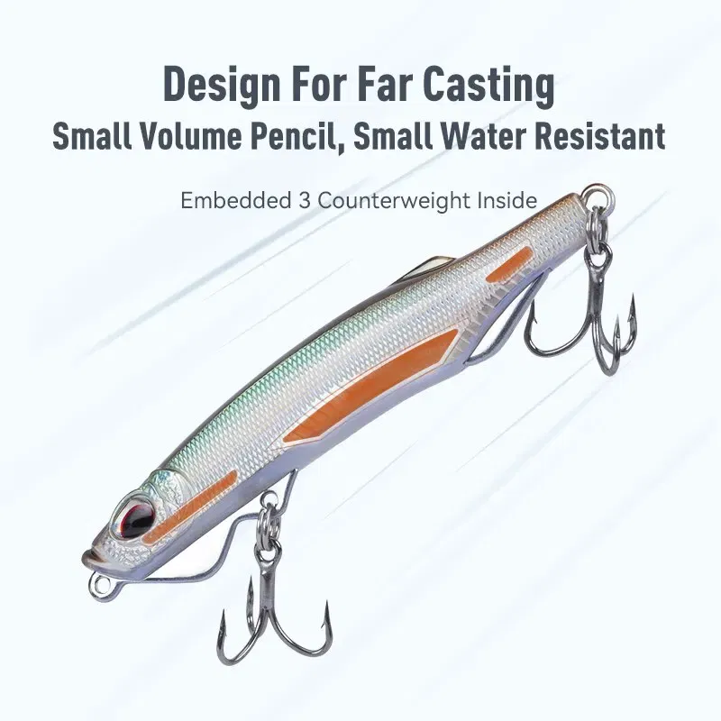 Size: 40mm, Color: Beige - Kingdom Fishing Lures Sinking Pencil 11g 16g 22g Far Casting Wobblers Artificial Hard Baits Fishing Tackles Lure For Pike Bass