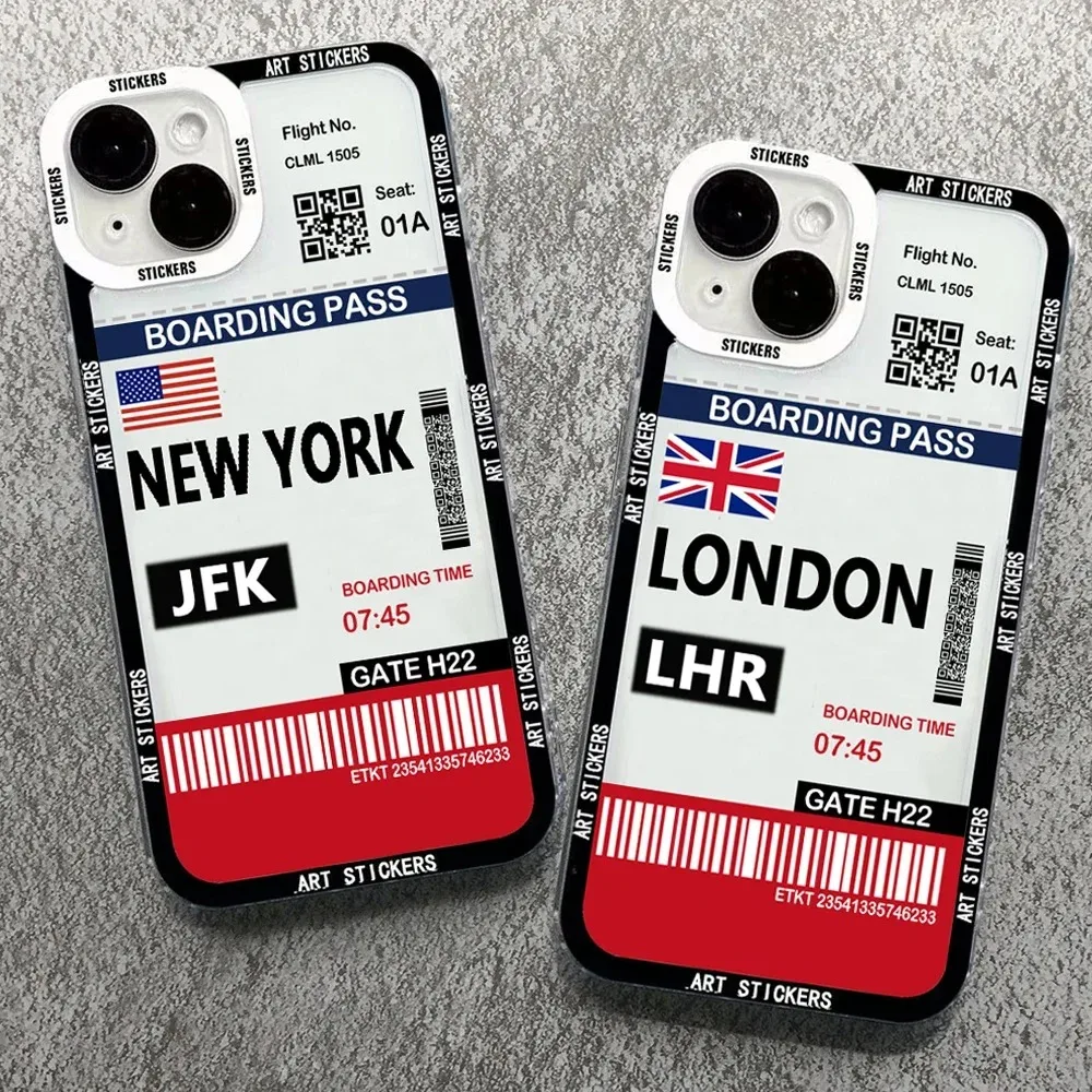 Color: Beige, Material: Leather - World City Travel Ticket Label Phone Case For Samsung Galaxy S10 S20 S21 S22 S23 S24 FE Plus Ultra Note 20 New York Paris