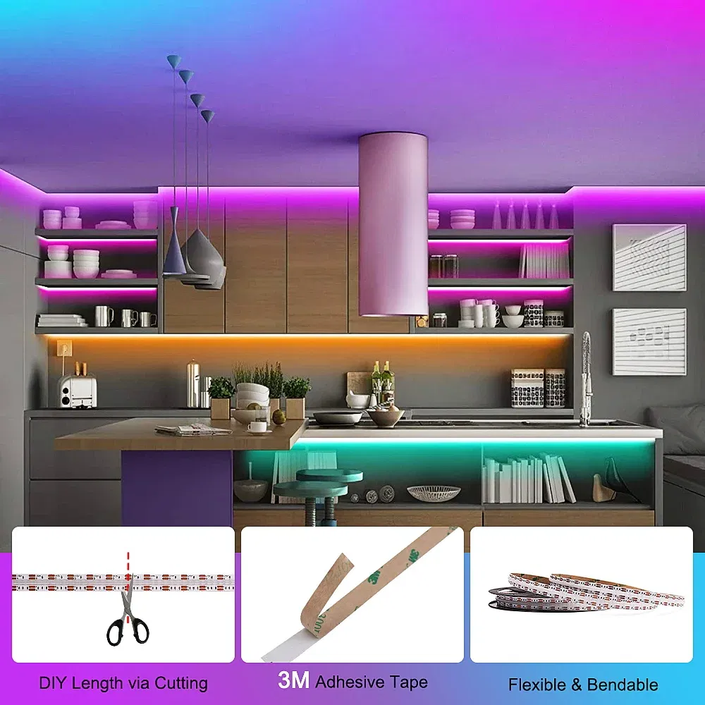 Emitting Color: Emitting Color7, Color: WHITE, Length: 5m, Ships From: CHINA - FOB RGB LED Strip 12V 24V 768 LEDs/M Flexible Colorful Lamp Band High Density Flex LED Tape Light Dimmable Linear Ribbon 3M 5M