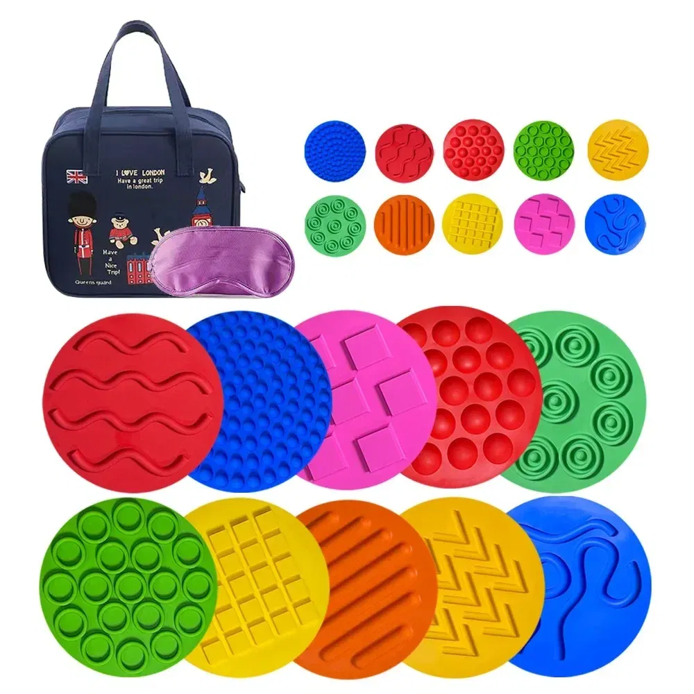 Color: light yellow - Children's Tactile Sensory Training Mat Acupressure Pad Foot Massage Mat Children's Baby Acupressure Pad Toe Pressure Pad