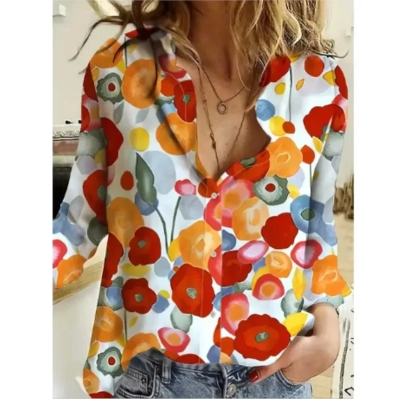Color: Ivory, Size: S, Ships From: CHINA - Women New Christmas Shirt Cute Christmas Tree Santa Claus Print Blouses Casual Long Sleeve Button Tops Autumn Blouses Ladies