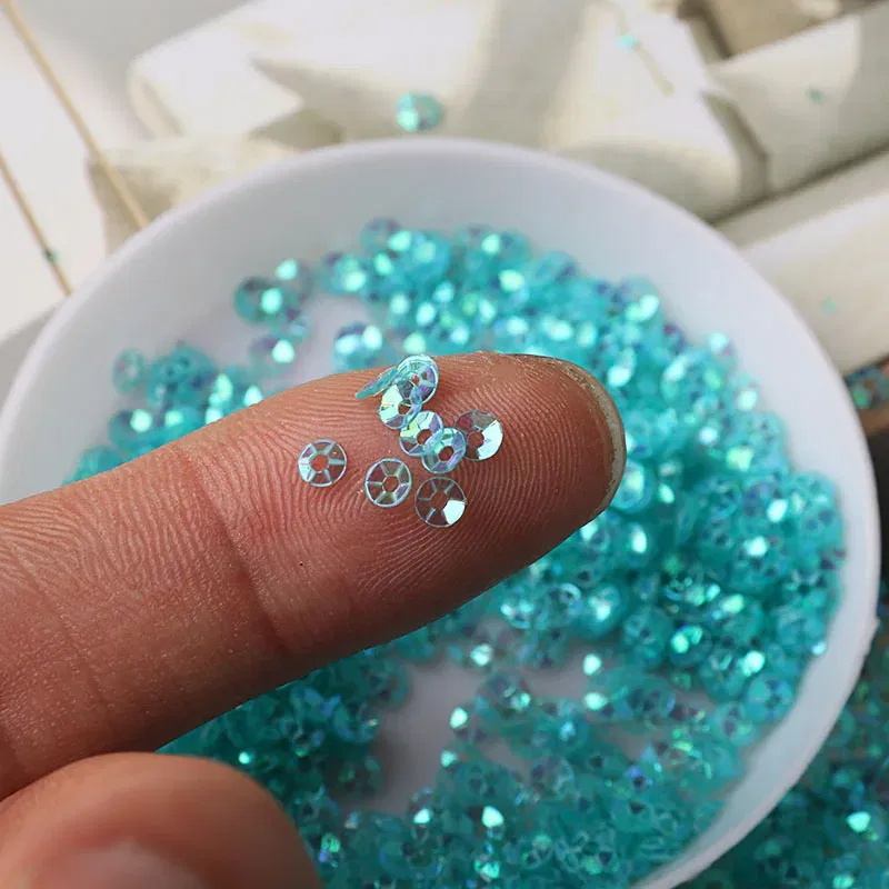 Color: Laser Bright - 10g/pack 3mm Cup PVC Round Transparent Crystal Loose Sequins Sewing Wedding Craft Women Kids DIY Garment Nail Accessories