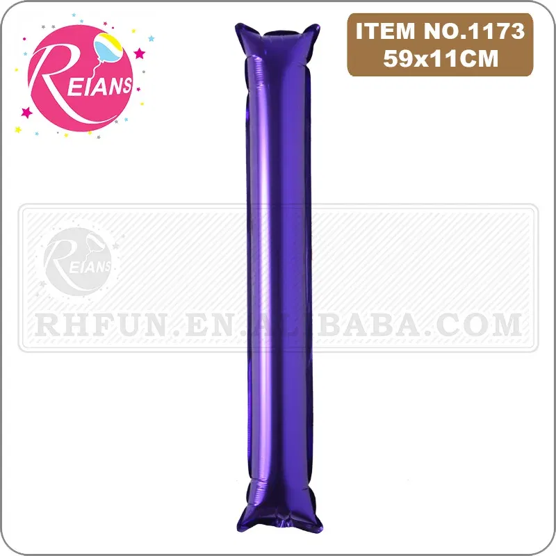 Color: light green, Shape: X - 2pcs/lot Inflatable Balloon Stick Clapper Cheer leading Cheering Party Noise Make Aluminum foil multicolor inflatable Balloon
