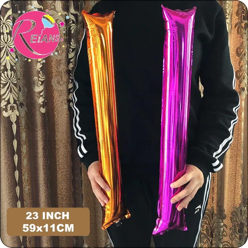 Color: light green, Shape: X - 2pcs/lot Inflatable Balloon Stick Clapper Cheer leading Cheering Party Noise Make Aluminum foil multicolor inflatable Balloon