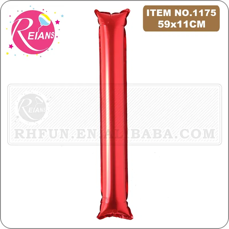 Color: light green, Shape: X - 2pcs/lot Inflatable Balloon Stick Clapper Cheer leading Cheering Party Noise Make Aluminum foil multicolor inflatable Balloon