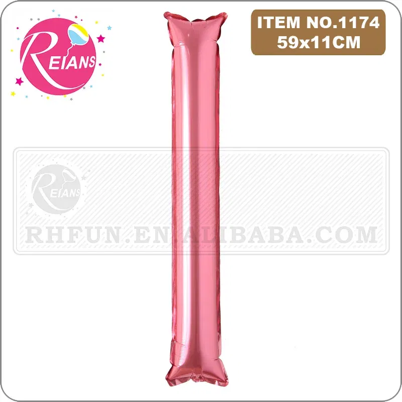 Color: light green, Shape: X - 2pcs/lot Inflatable Balloon Stick Clapper Cheer leading Cheering Party Noise Make Aluminum foil multicolor inflatable Balloon