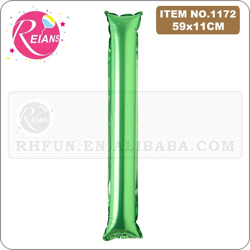 Color: light green, Shape: X - 2pcs/lot Inflatable Balloon Stick Clapper Cheer leading Cheering Party Noise Make Aluminum foil multicolor inflatable Balloon