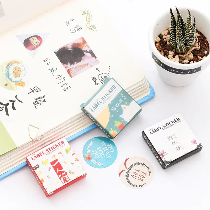 Color: Lavender - 40 pcs/pack Cute Creative Box Package Decorative Sticker Set Diary Album Label Sticker DIY Stationery Stickers Escolar Papelaria