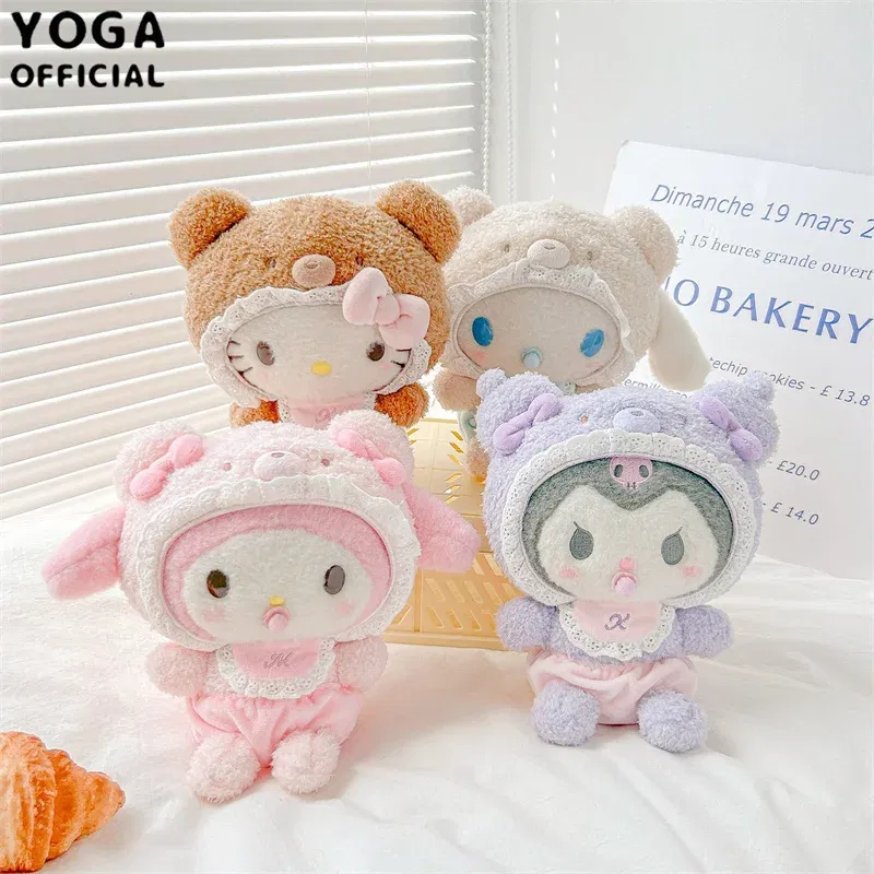 Color: Orange - Kawaii Sanrio Hello Kitty My Melody Cinnamoroll 15Cm Plush Doll Pendant Baby Series Keychain Bag Pendant 20Cm Doll Birthday Gift