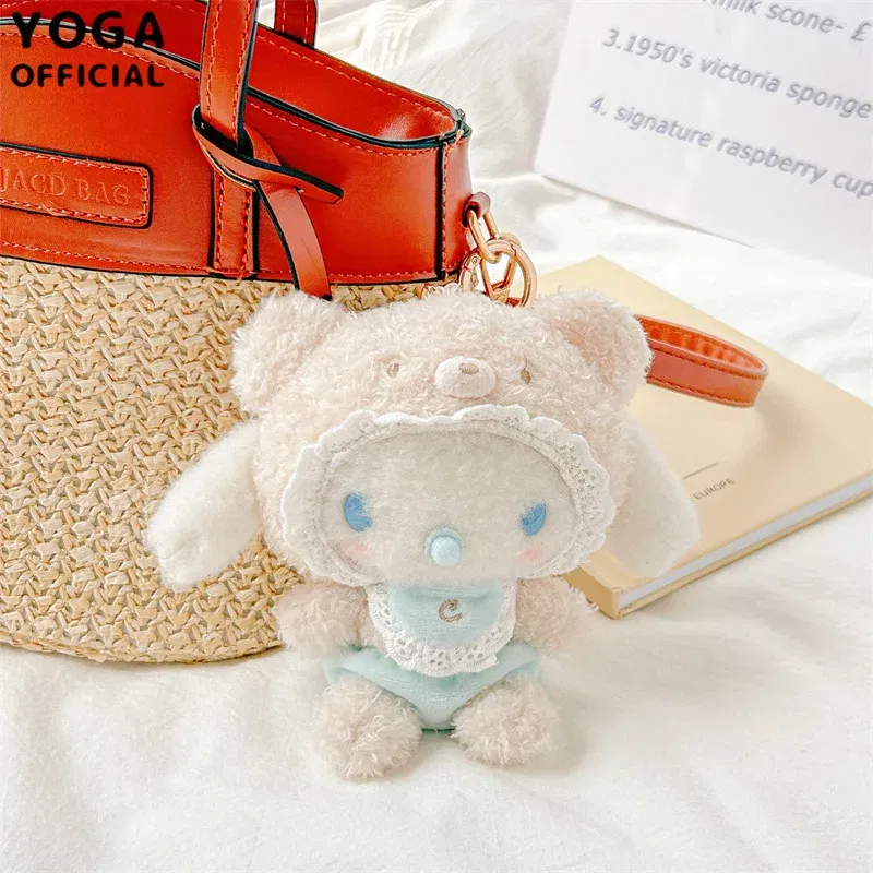 Color: Orange - Kawaii Sanrio Hello Kitty My Melody Cinnamoroll 15Cm Plush Doll Pendant Baby Series Keychain Bag Pendant 20Cm Doll Birthday Gift