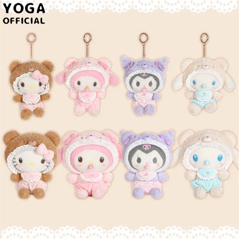 Color: Orange - Kawaii Sanrio Hello Kitty My Melody Cinnamoroll 15Cm Plush Doll Pendant Baby Series Keychain Bag Pendant 20Cm Doll Birthday Gift