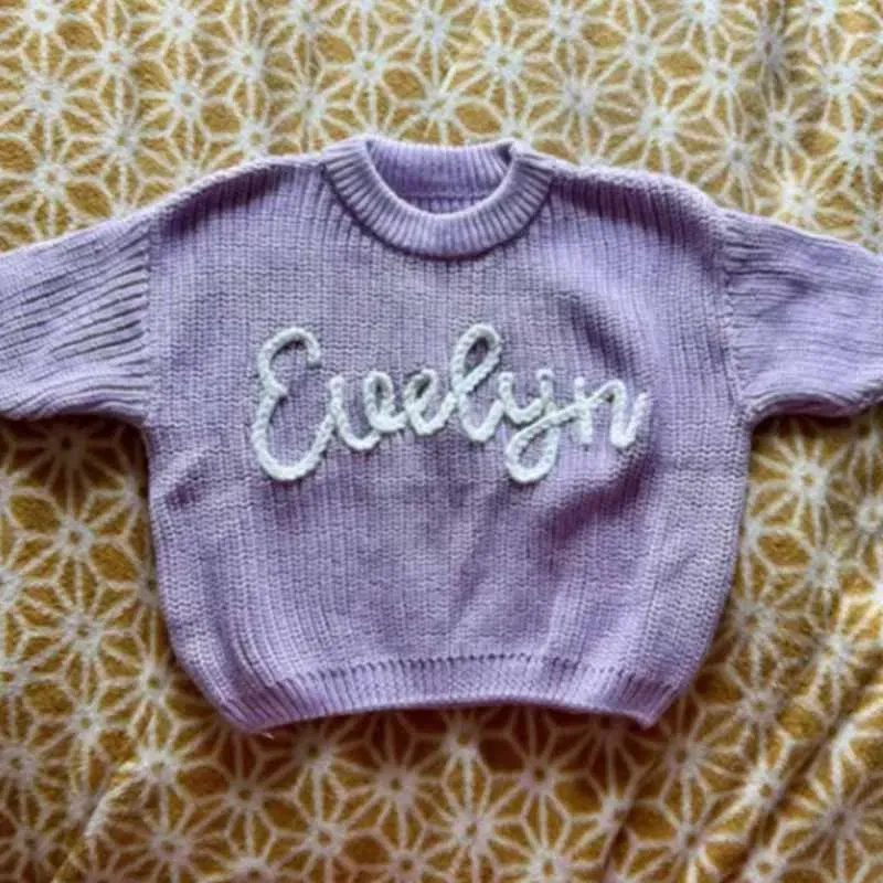 Color: Navy Blue, Size: XXXL, Age Range: 0-3M - Personalized sweaters for cherished babies.Celebrate your little one's name with unique, custom-made thick knitted sweaters