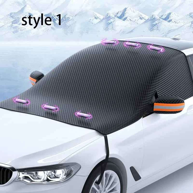Color Name: Red - Magnetic Car Snow Cover Car Front Windscreen Cover Exterior Sunshade Snow Protection Snow Shield Half-Cover Windshield Cover