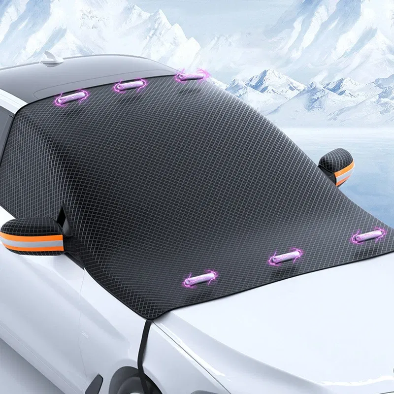 Color Name: Red - Magnetic Car Snow Cover Car Front Windscreen Cover Exterior Sunshade Snow Protection Snow Shield Half-Cover Windshield Cover