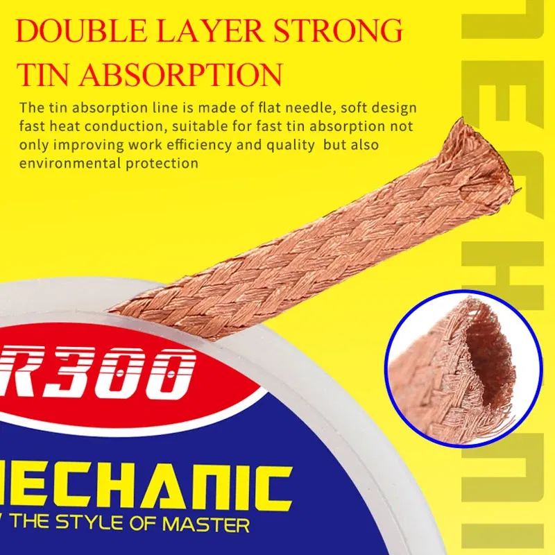 Diameter: 0.15MM - 5pcs/lot MECHANIC Desoldering Wire Solder Wick Tin Remover 1.5m Length Desoldering Braid PCB Welding Rework Tool