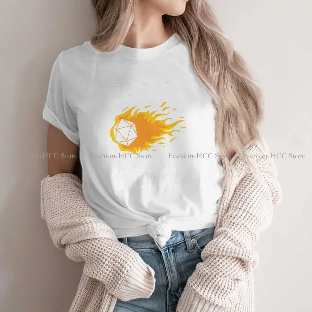 Color: WHITE, Size: L - I Cast Fireball Wizard Sorcerer DM Gift TTRPG Newest Polyester TShirts DND Game Female Graphic Streetwear T Shirt Round Neck