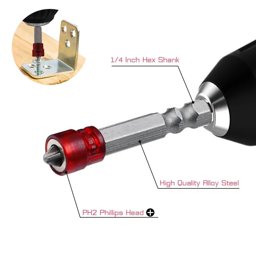 Color: PURPLE - Magnetic Screwdriver Bit PH2 Cross-head 1/4 Inch Hex Shank Screwdriver Holder Ring for House Working Electric Screwdriver Kit