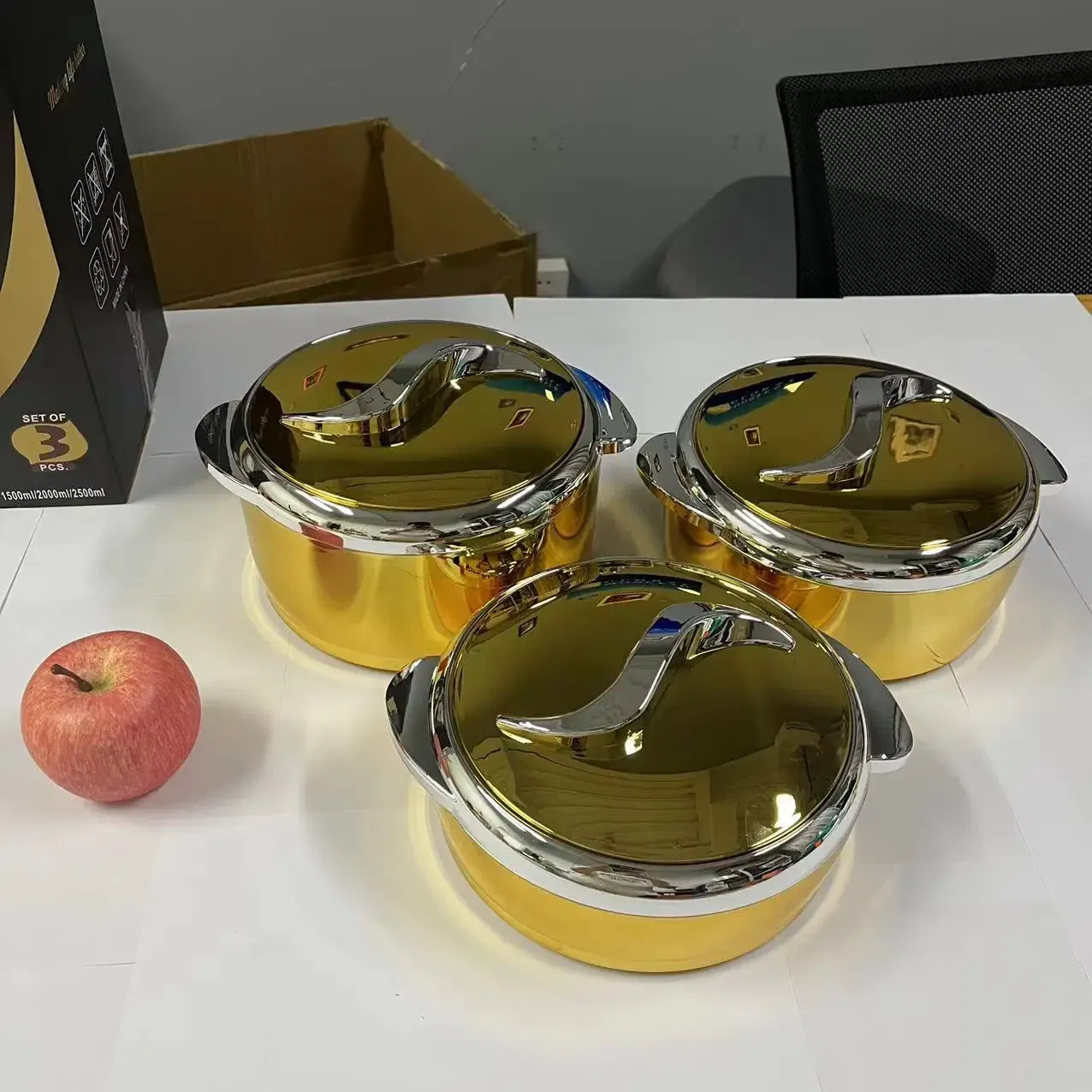 Color: Brown, Ships From: CHINA - 3Pcs/Set 1.5/2/2.5L Hot Pot Box Durable and Versatile Plastic Lunchboxes for Food Warmer Fresh Preservation Heat Ramadan Event