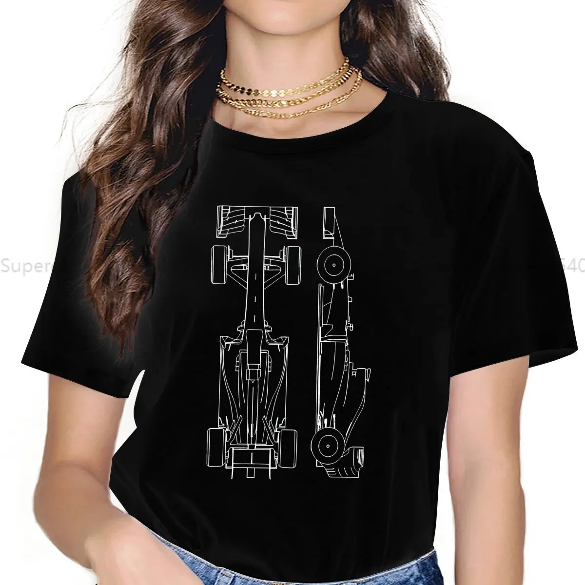 Color: black, Size: S - Race Car Hipster Polyester TShirts F1 Formulate 1 Racing Momen Graphic Streetwear T Shirt O Neck
