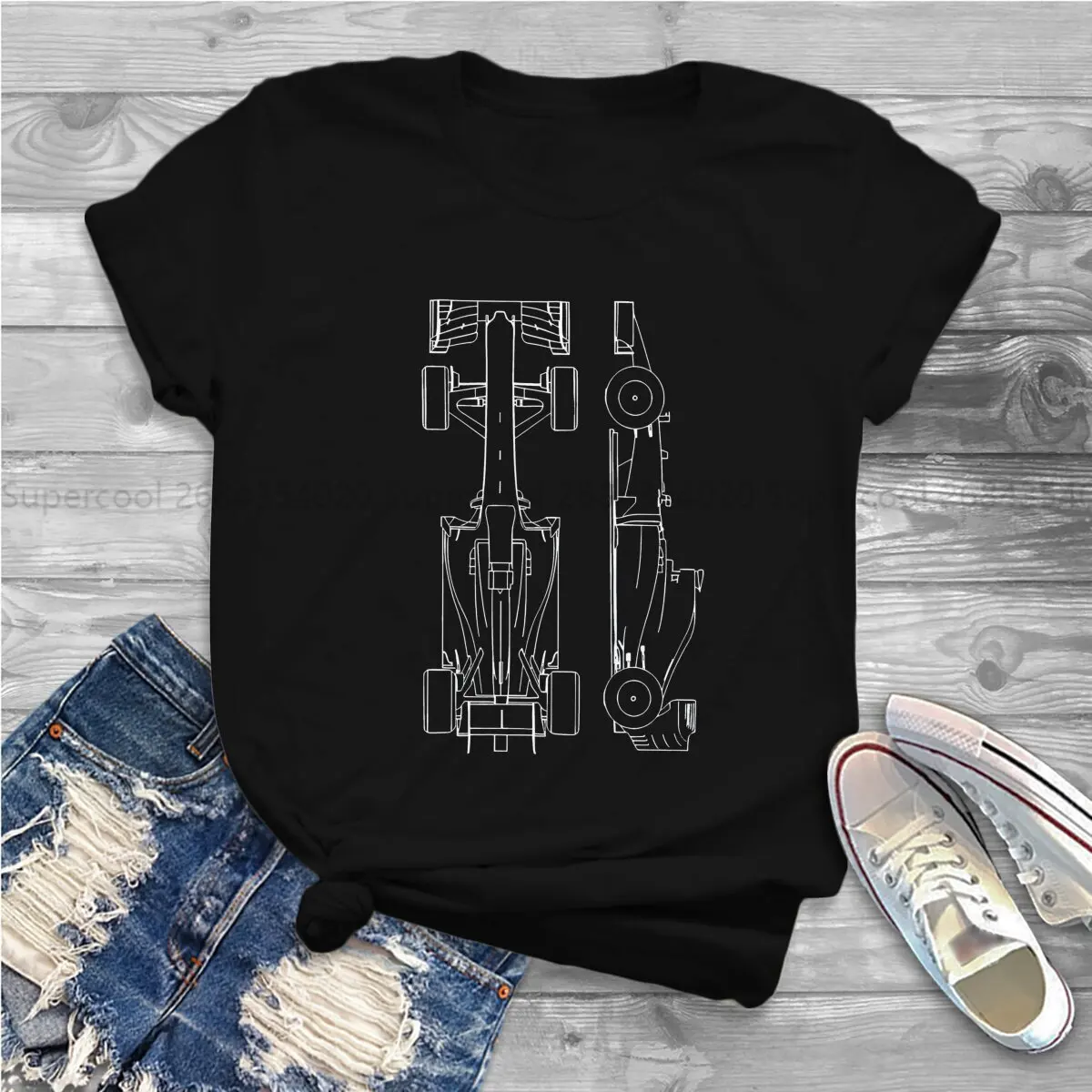 Color: black, Size: S - Race Car Hipster Polyester TShirts F1 Formulate 1 Racing Momen Graphic Streetwear T Shirt O Neck