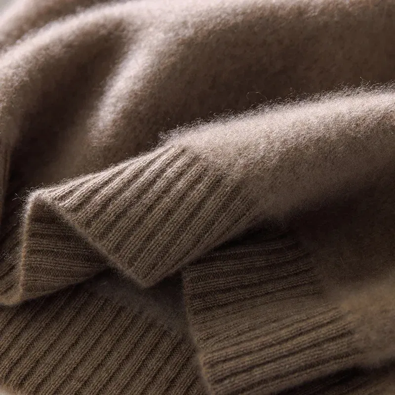 Color: GRAY, Size: XXXL - 100% Pure Wool Pullover Sweater Men's Round Neck Knitted Sweater Autumn Winter Thick Warm Ethnic Style Men's Clothing