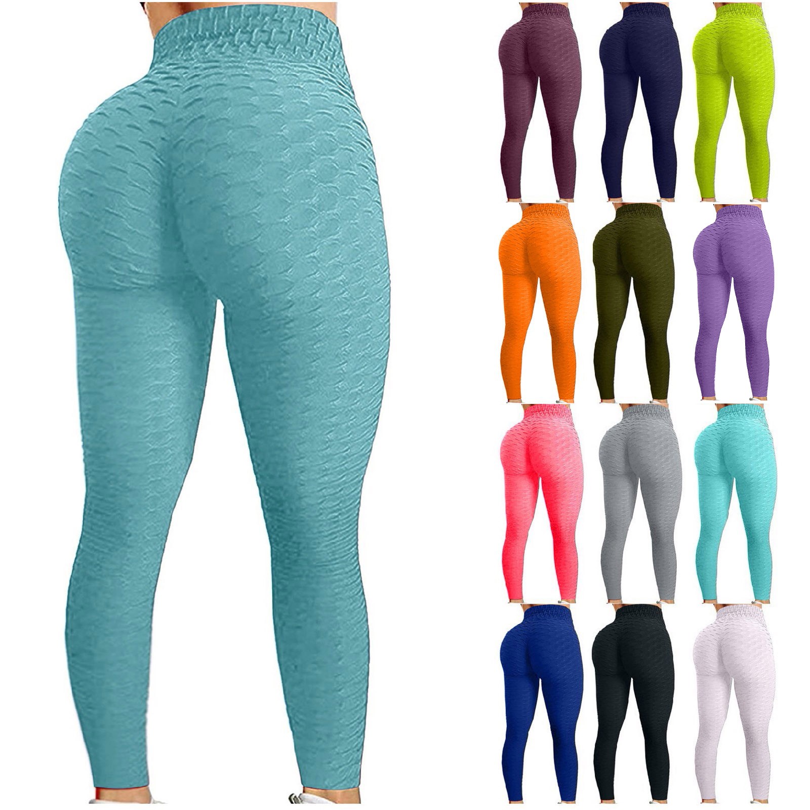 Color: Yellow, Size: S - Women's Bubble Hip Lifting ExerciseYoga Pants Women Fitness Running High Waist Gym Fitness Sports Flared Pant Dance Trouers