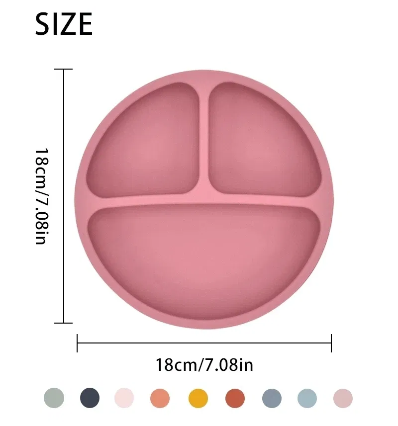 Color: Ivory - 9Colors Baby Plate Set Food Grade Silicone Dishes BPA-Free Tableware Kids Feeding Bowls Kids Learning Dishes Tray Dropshiping
