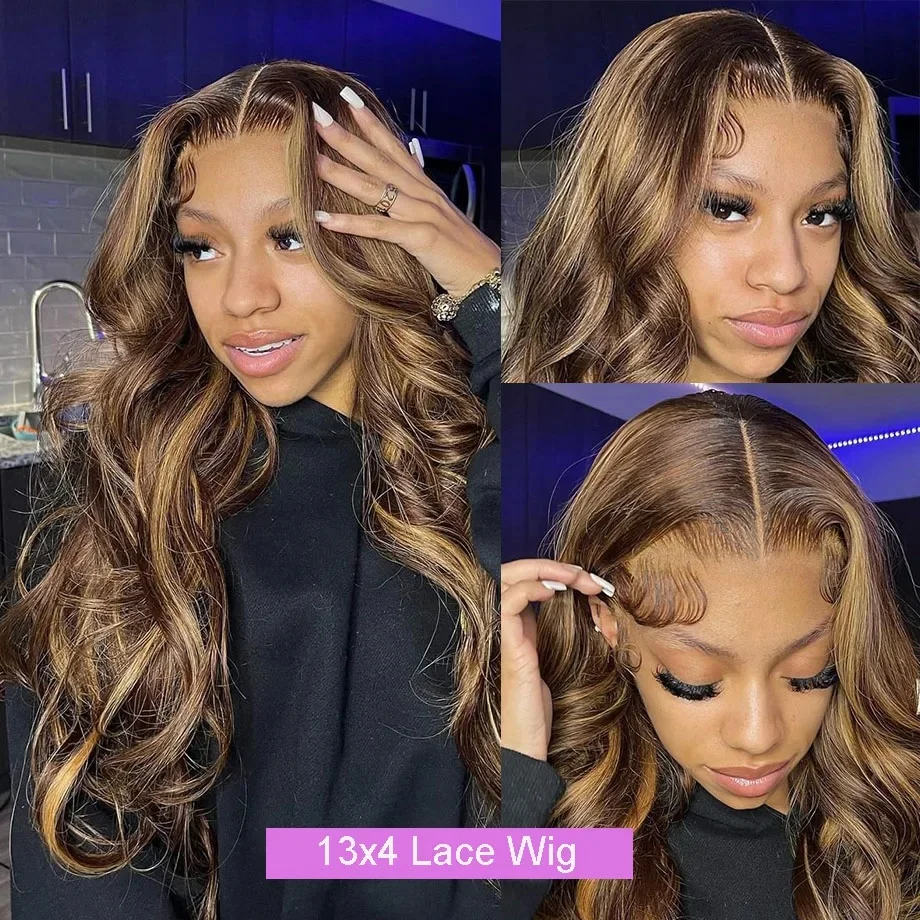 Stretched Length: 22INCHES, Hair Color: #16, Density: 180%, Ships From: CHINA - Highlight Wig Human Hair P4/27 Body Wave Wigs Highlight 13x6 Hd Lace Frontal Wig Human Hair 13x4 Hd Lace Front Human Hair Wigs