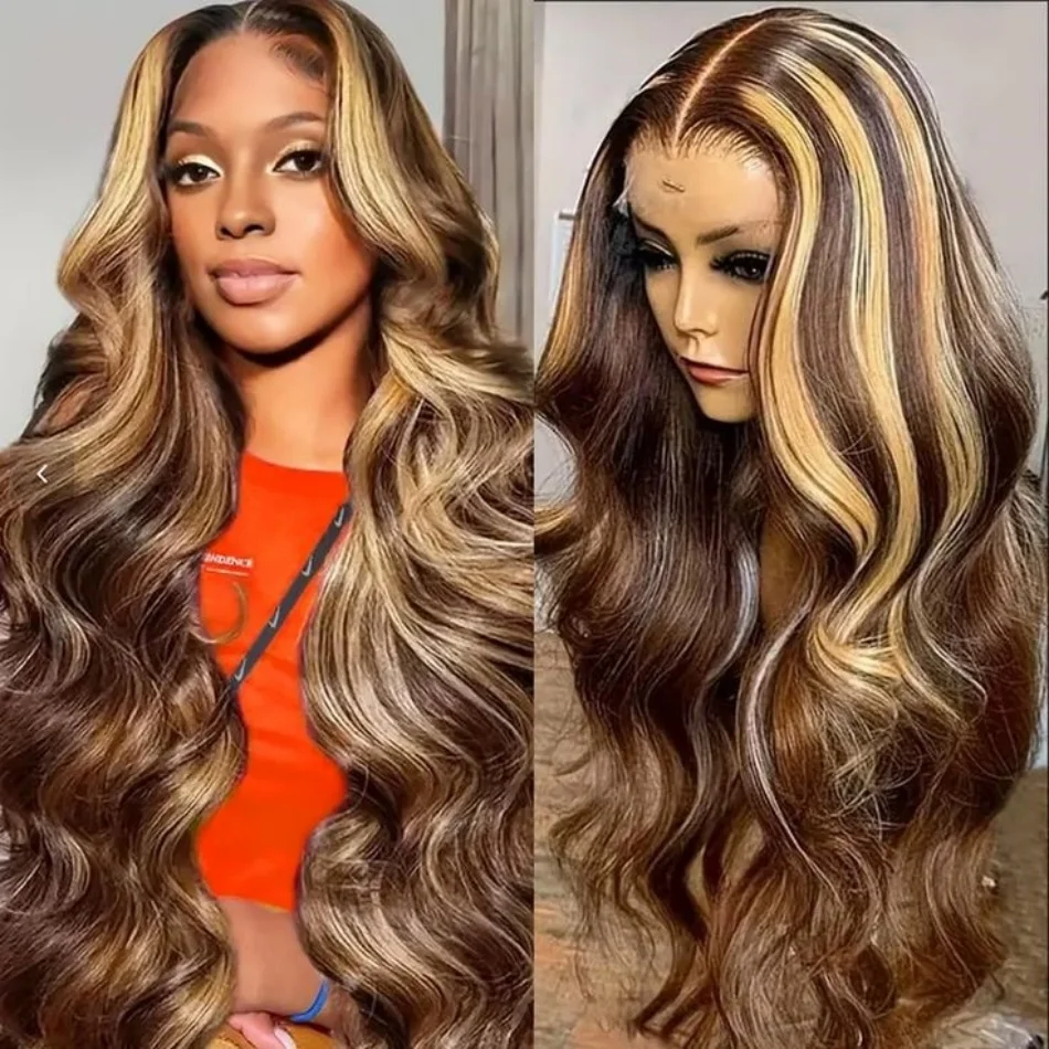 Stretched Length: 22INCHES, Hair Color: #16, Density: 180%, Ships From: CHINA - Highlight Wig Human Hair P4/27 Body Wave Wigs Highlight 13x6 Hd Lace Frontal Wig Human Hair 13x4 Hd Lace Front Human Hair Wigs