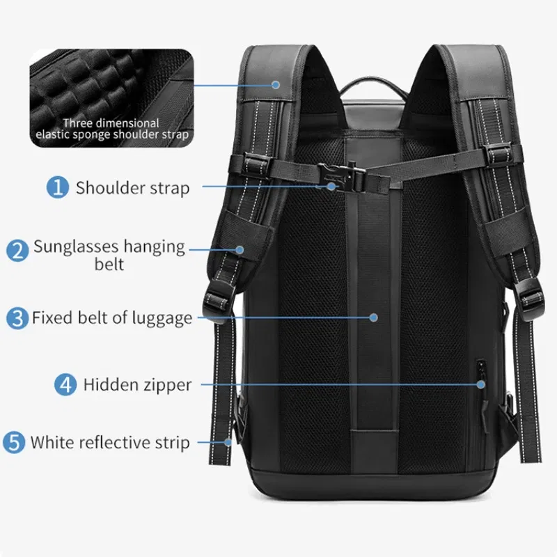 Color: Silver - Airback Vacuum Compression Backpack with Vacuum Pump 60L Expandable Travel Backpack for Men Women Airline Approved Business Bag