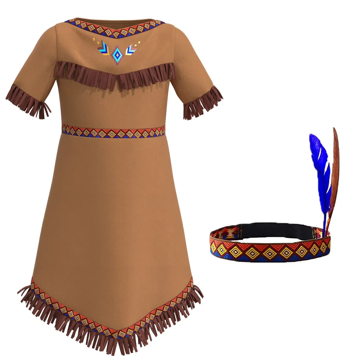 Color: Beige, Size: M - Women cosplay Indian Princess Costumes 2023 Adult Kids Girls Huntress Costume Christmas Halloween Party Mardi Gras Fancy Dress