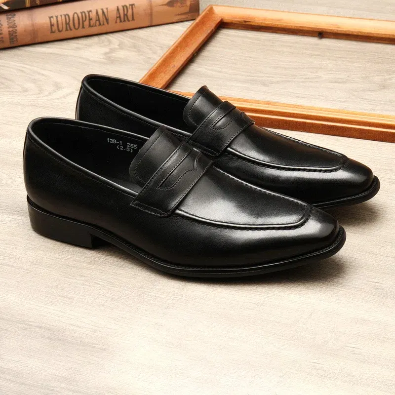 Color: Blue, Shoe Size: 7 - Large Size EUR37-46 Black / Brown Loafers Mens Business Dress Shoes Genuine Leather Prom Party Shoes