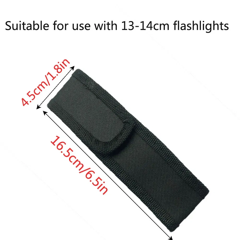 Color: Dark Grey - 1PC 12/14/16.5/18cm Nylon Holster Holder Adhesive Belt Pouch Case for LED Flashlight Torch Universal Portable Holster
