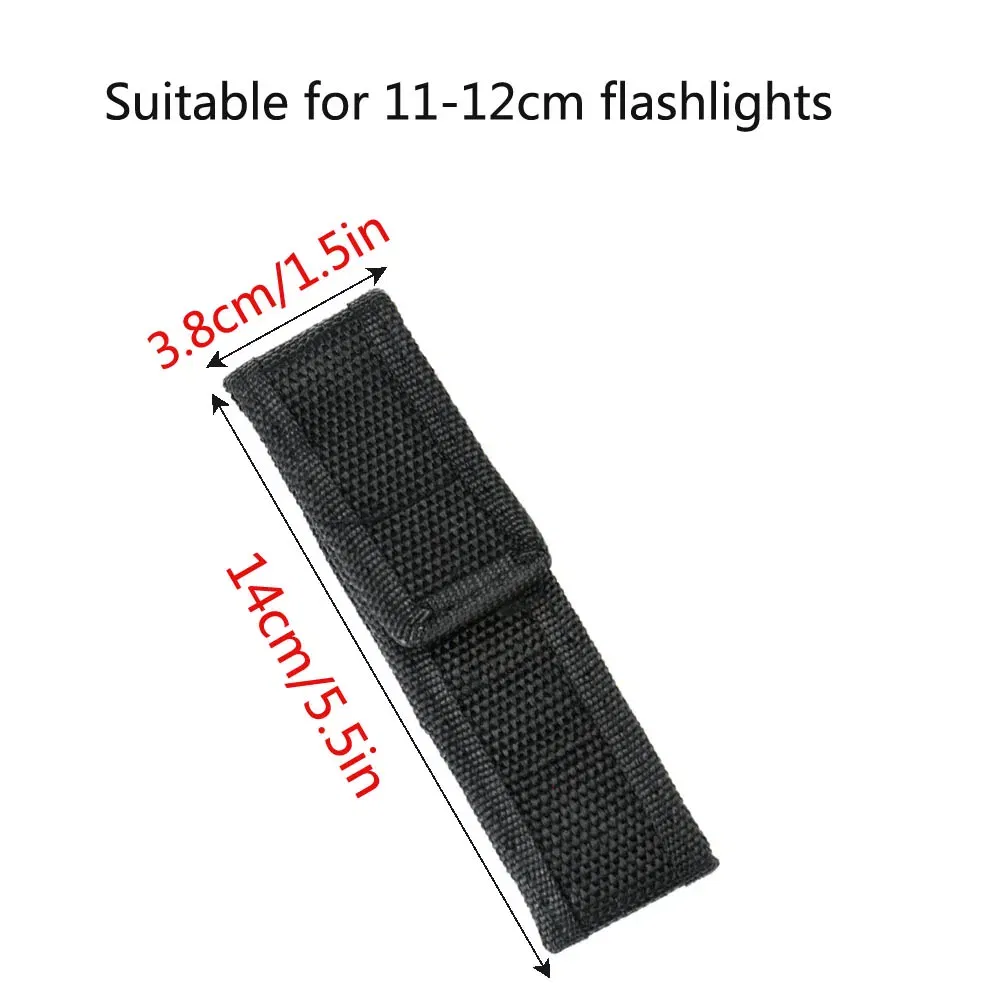 Color: Dark Grey - 1PC 12/14/16.5/18cm Nylon Holster Holder Adhesive Belt Pouch Case for LED Flashlight Torch Universal Portable Holster